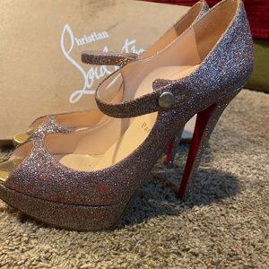 CHRISTIAN LOUBOUTIN RED BOTTOMS BANA 140 GLITTER MINI/SPECCHIO